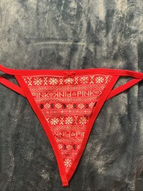 Victoria's Secret Red Holiday Patterned Thong